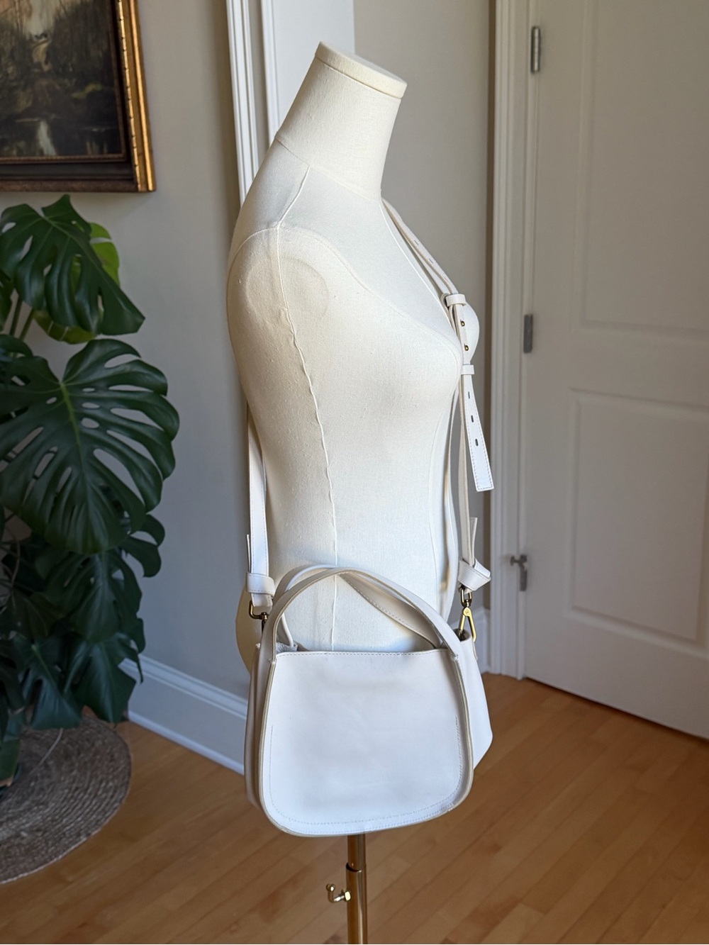 Madewell White Leather Top Handle Crossbody Bag NWT